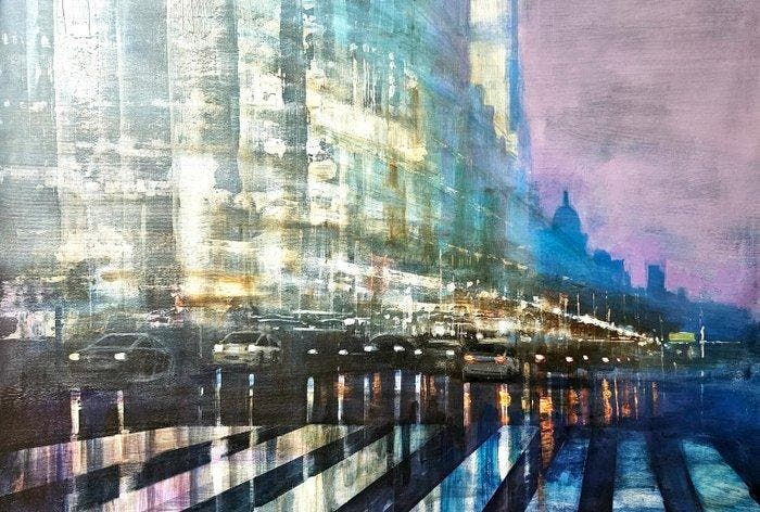 Cristina Bergoglio - Abstract portrait of the city XXI -XXL., Antiek en Kunst, Kunst | Schilderijen | Modern