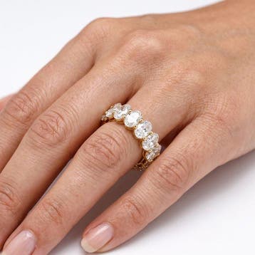 Ring - 14 karaat Geel goud - 6.64ct. tw. Diamant (Lab-grown)