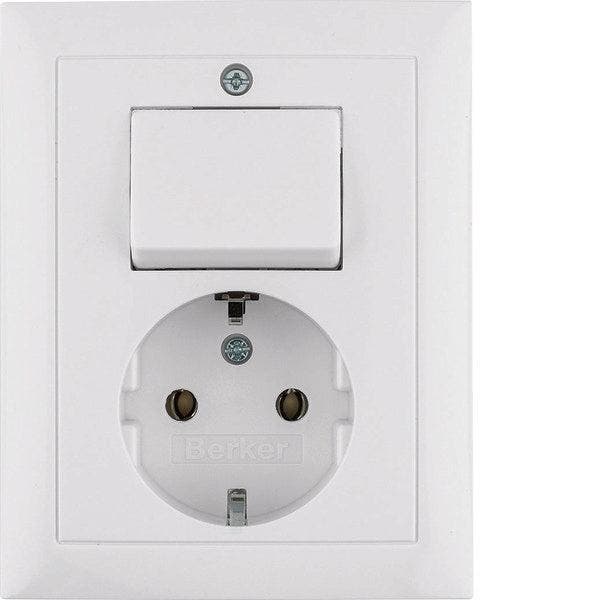Hager Berker Combinatieschakelaar Stopcontact Polair Wit, Bricolage & Construction, Électricité & Câbles, Envoi