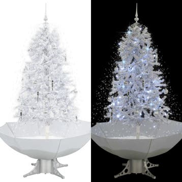 vidaXL Kerstboom sneeuwend met paraplubasis 170 cm wit, Verzenden