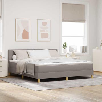 vidaXL LED Box Spring Bed met hoofdeinde Taupe 180 x 200 cm, Verzenden
