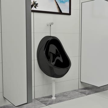 vidaXL Wandurinoir met spoelklep keramiek zwart, Doe-het-zelf en Bouw, Sanitair, Verzenden, Nieuw