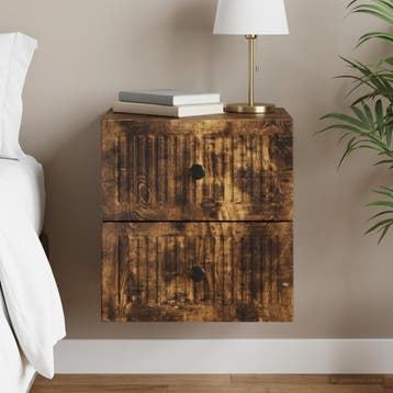 vidaXL Muurbevestigde Nachttafel Gerookt eiken 33 x 34,5 x, Verzenden, Nieuw