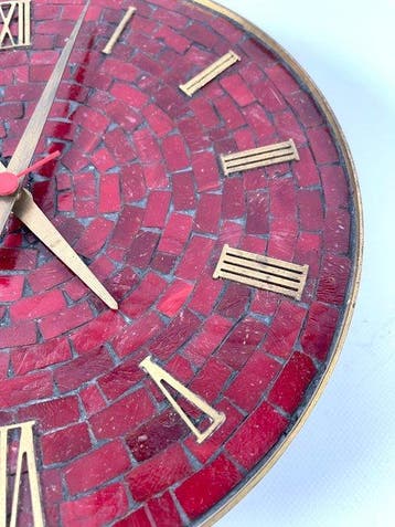 wandklok - Mid-century modern Messing, Keramiek, Metaal -