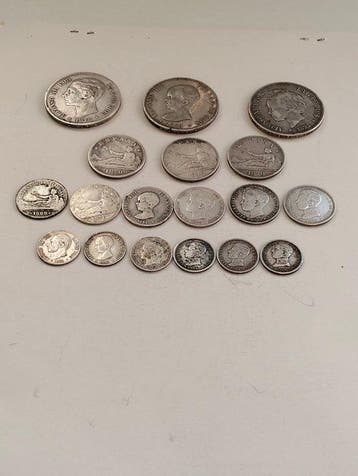Spanje. Gobierno Provisional-Alfonso XIII. Lote 18 monedas