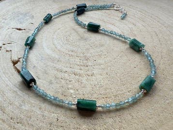 Zilver - Halsketting - Smaragd, apatiet