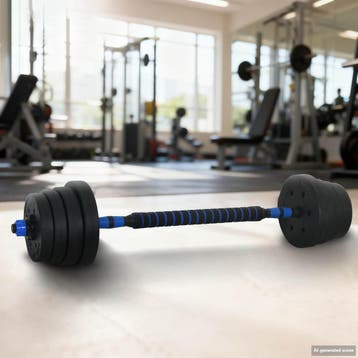 vidaXL 2-in-1 Dumbbell Barbell Set 30 kg Zwart en Blauw, Verzenden