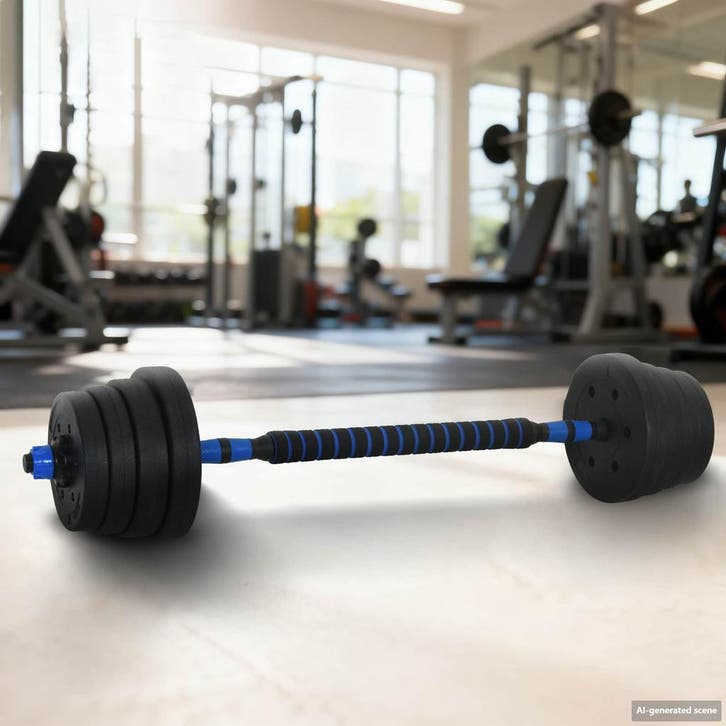vidaXL 2-in-1 Dumbbell Barbell Set 30 kg Zwart en Blauw, Sport en Fitness, Fitnessmaterialen, Nieuw, Verzenden