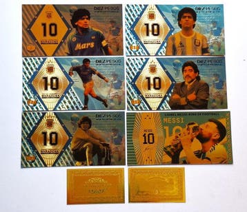 Collection de billets-laminés en or 24 carats. Maradona et