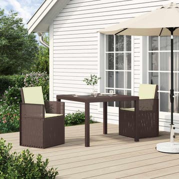 vidaXL Tuin Eettafel Set 3 st Bruin en crèmekleurig PP, Tuin en Terras, Verzenden, Nieuw