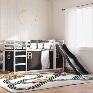 vidaXL Stapelbed met glijbaan en gordijnen 90x200 cm wit en, Verzenden
