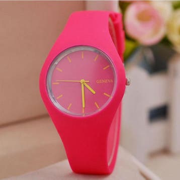 Jelly Horloge Unisex - Kwarts Uurwerk Silicoon Bandje Roze, Verzenden