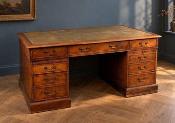 Bureau - eiken, mahonie en echt leder