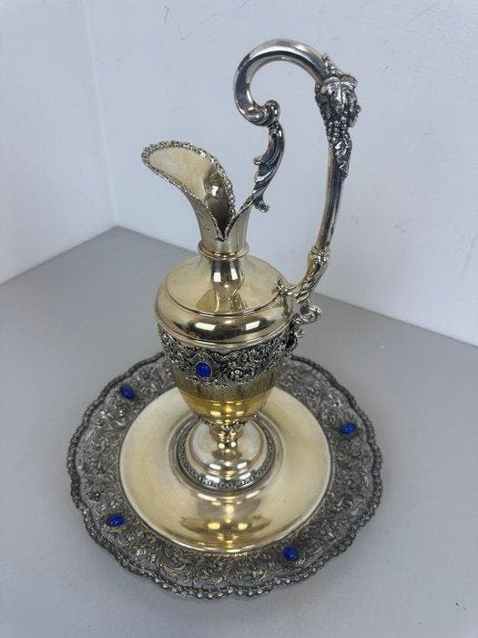 Cruche - Argent 800 - Verseur et assiette, Antiquités & Art, Antiquités | Argent & Or