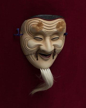 Noh masker - Hout - Okina [] - Geluk (Zonder minimumprijs), Antiek en Kunst