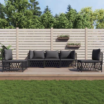 vidaXL 5-delige Loungeset met kussens staal antracietkleurig, Verzenden, Nieuw, Loungeset