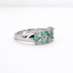 Sans prix de réserve - Bague Plaqué or Émeraude - Topaze -