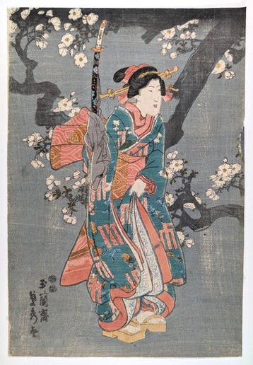 Utagawa Sadahide — Triptyque des cerisiers en fleurs |