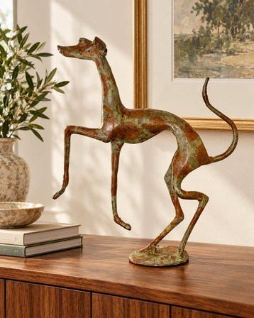 Abdoulaye Derme - Sculpture, Lévrier en mouvement - 31 cm -, Antiquités & Art