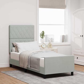 vidaXL Boxspring bed met hoofdeinde Lichtgrijs 80 x 200 cm, Verzenden, Nieuw