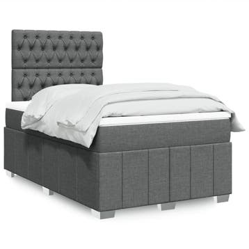 vidaXL Boxspring met matras stof donkergrijs 120x190 cm, Verzenden