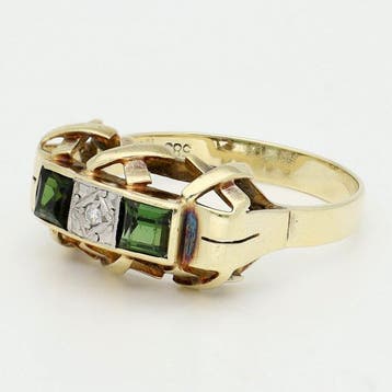 Bague - 14 carats Or jaune, Or blanc Tourmaline - Diamant, Bijoux, Sacs & Beauté