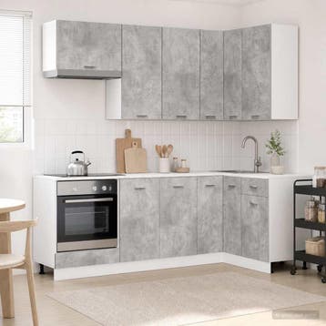 vidaXL Keukenblok LYON 8 st Betongrijs Bewerkt hout, Verzenden, Nieuw