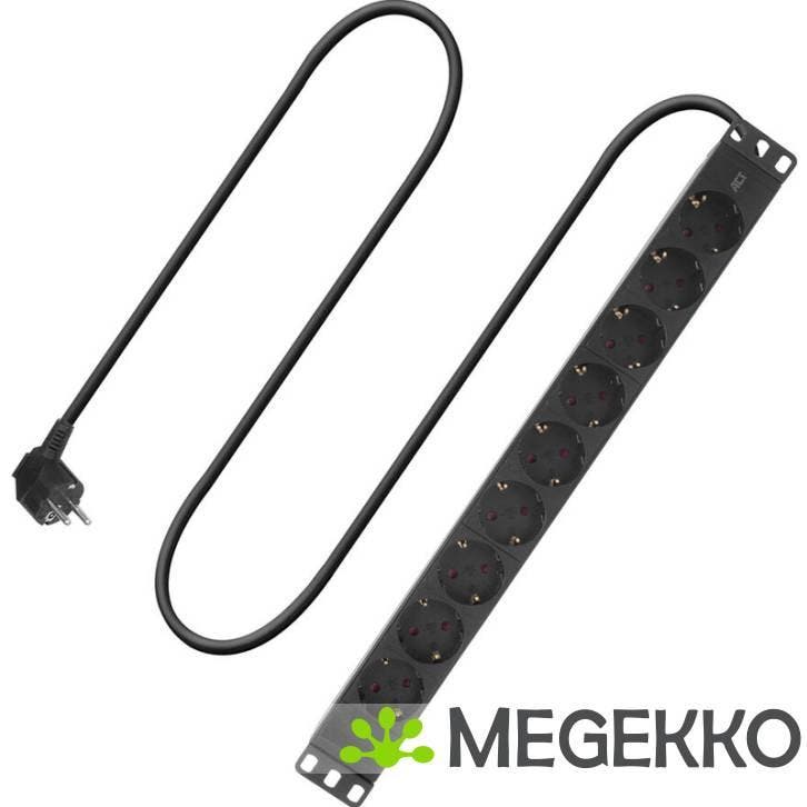 ACT Stekkerdoos PDU 19 inch  CEE7/7 8-voudig type F. 2.5m, Computers en Software, Pc- en Netwerkkabels, Nieuw, Verzenden