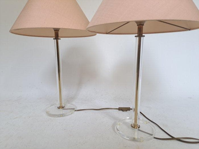 Lampe de table (2) - Plastique, Laiton, Textile, Métal, Maison & Meubles, Maison & Meubles | Autre