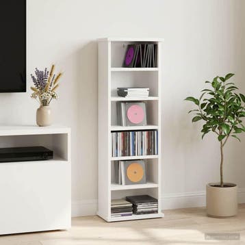 vidaXL CD Kast Wit 60 x 17 x 92 cm Bewerkt hout, Verzenden, Nieuw