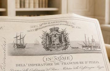 Napoleone - Atto di Navigazione dei Bastimenti Italiani -, Antiek en Kunst