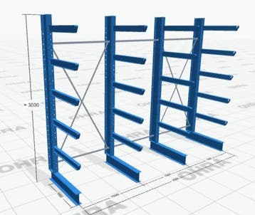 Cantilever - Rack à bras : Hauteur 3,5m / longueur 4,5m, Zakelijke goederen, Stock en Retail | Partijen goederen, Autre catégorie