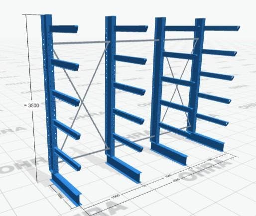 Cantilever - Rack à bras : Hauteur 3,5m / longueur 4,5m, Zakelijke goederen, Stock en Retail | Partijen goederen