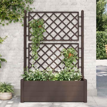 vidaXL Plantenbak met latwerk 100x43x142 cm PP mokka, Verzenden, Nieuw