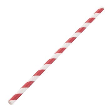 Composteerbare papieren rietjes rood-wit gestreept | 250, Verzenden, Nieuw in verpakking