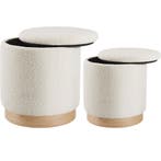 tectake Set van 2 hockers Orchide bouclé, gestoffeerd, met o, Huis en Inrichting, Verzenden, Nieuw