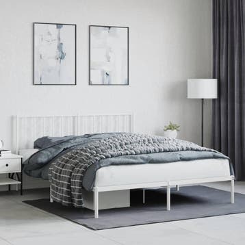 vidaXL Bedframe met hoofdbord metaal wit 160x200 cm, Verzenden