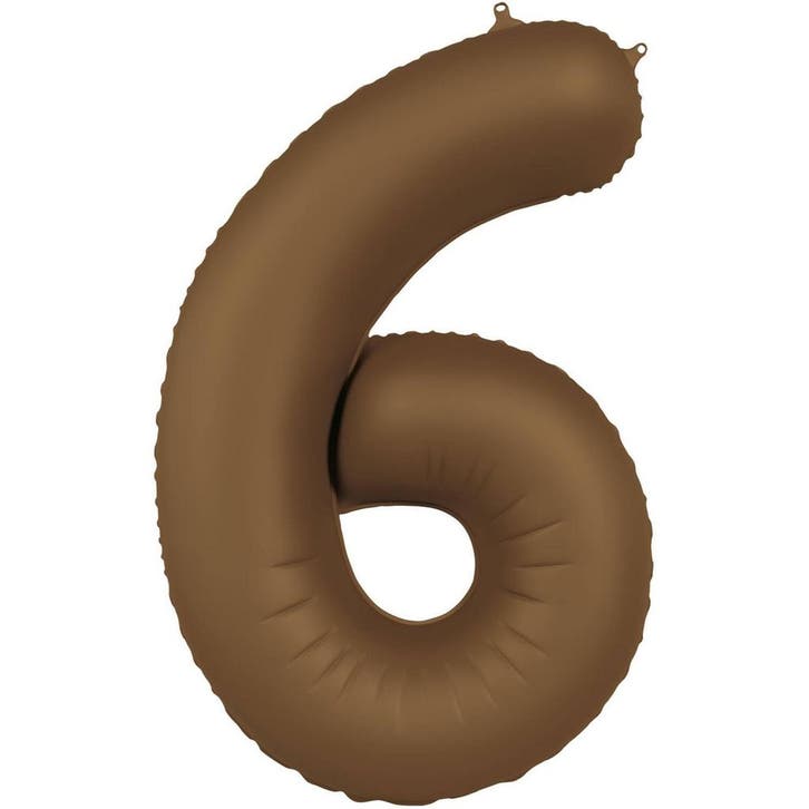 6 Jaar Cijfer Ballon Bruin Mat 86cm, Hobby en Vrije tijd, Feestartikelen, Nieuw, Verzenden
