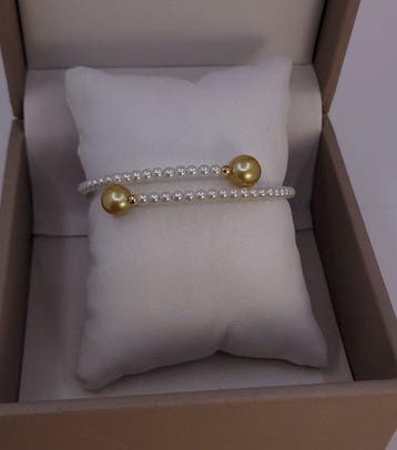 Bracelet - 18 carats Or jaune, Perles des mers du Sud doré