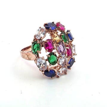 Zonder minimumprijs - Ring - 9 kt. Roségoud, Zilver Spinel, Nieuw