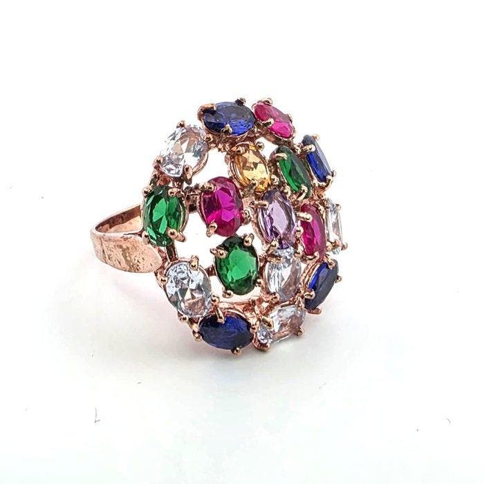 Zonder minimumprijs - Ring - 9 kt. Roségoud, Zilver Spinel, Handtassen en Accessoires, Ringen