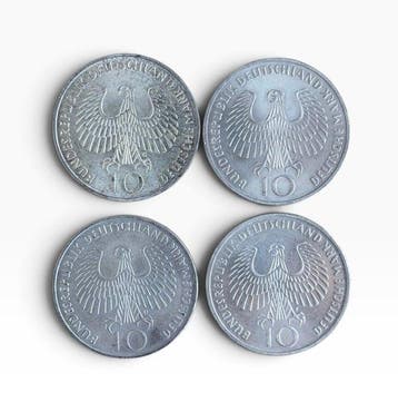 Duitsland, Democratische Republiek 10 Deutsche Mark 4x 1972