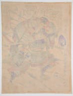 Utagawa Yoshiiku Mori Sanzaemon uit Heroes of the Taiheiki