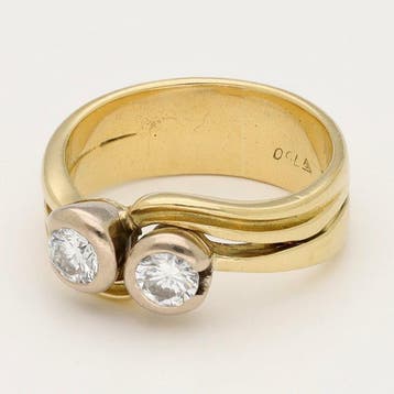 Bague - 18 carats Or jaune Diamant (Naturelle), Nieuw