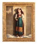 Italiaanse school (XIX) - Bambina con rosario in costume