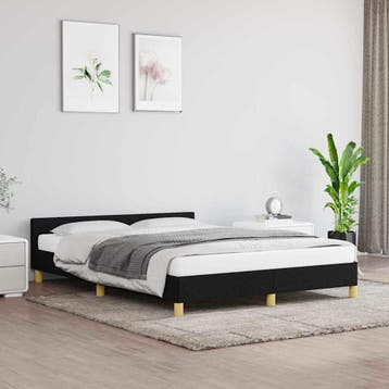 vidaXL Bedframe zonder matras stof zwart 140x200 cm, Verzenden