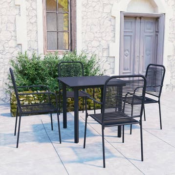 vidaXL 5-delige Tuinset glas en staal zwart, Verzenden, Nieuw, Tuinset