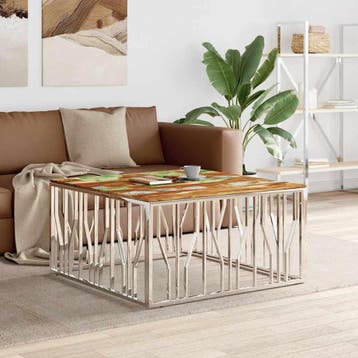 vidaXL Salontafel roestvrij staal en massief gerecycled hout, Verzenden, Nieuw