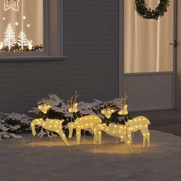 vidaXL LED Rendieren 4 st Goud 45 x 19 x 65 cm Stof, Verzenden, Nieuw