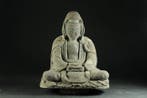 Antique Amitabha Buddha Stone Sculpture - sculptuur Steen -